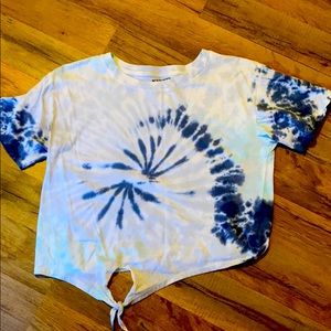 Tie Dye Knot Tie Front Crop Top